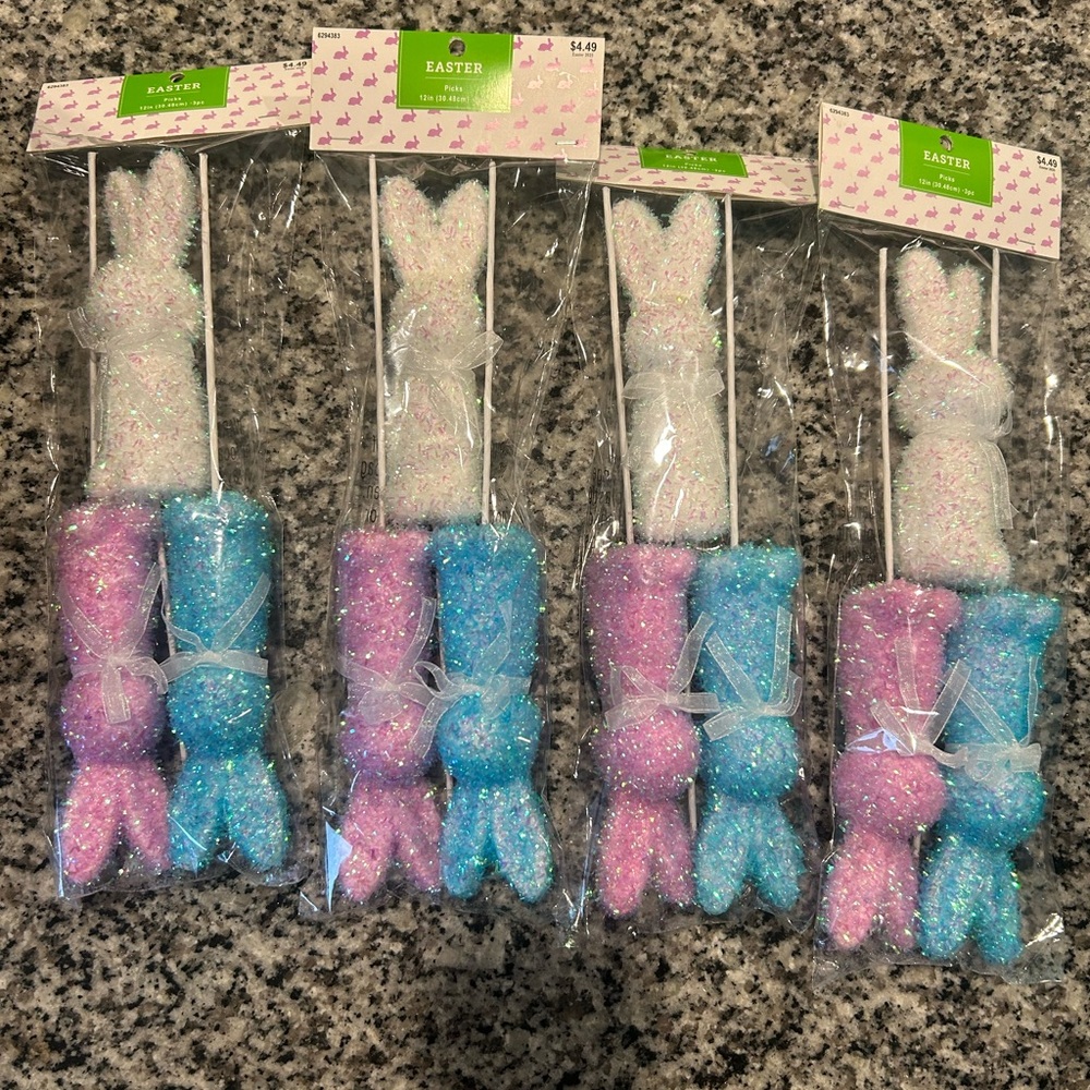Bunny Picks - White, Blue, and Pink